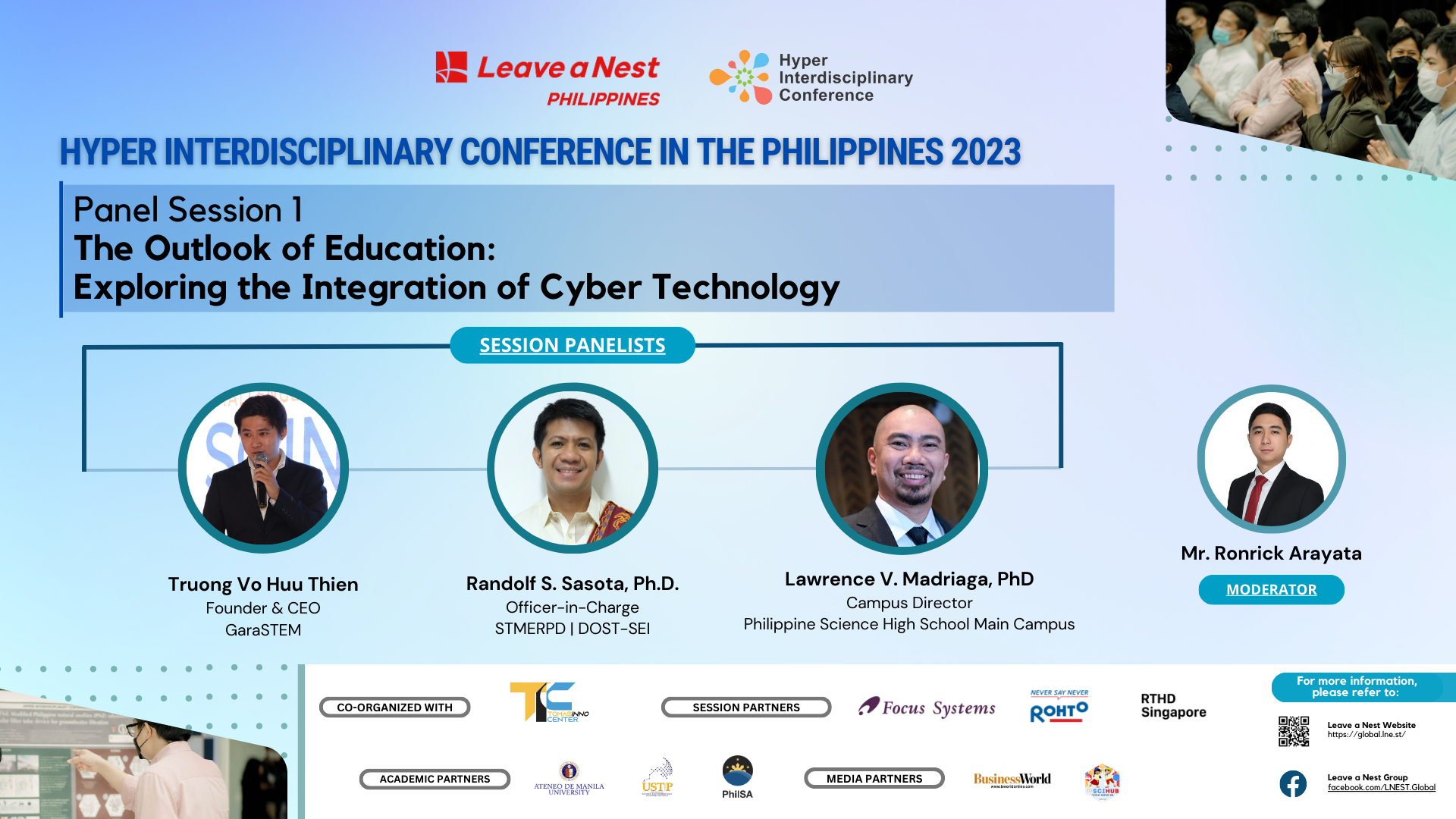 [Speakers Announcement] HIC in the Philippines 2023 Panel Session 1 – The Outlook of Education: Exploring the Integration of Cyber Technology