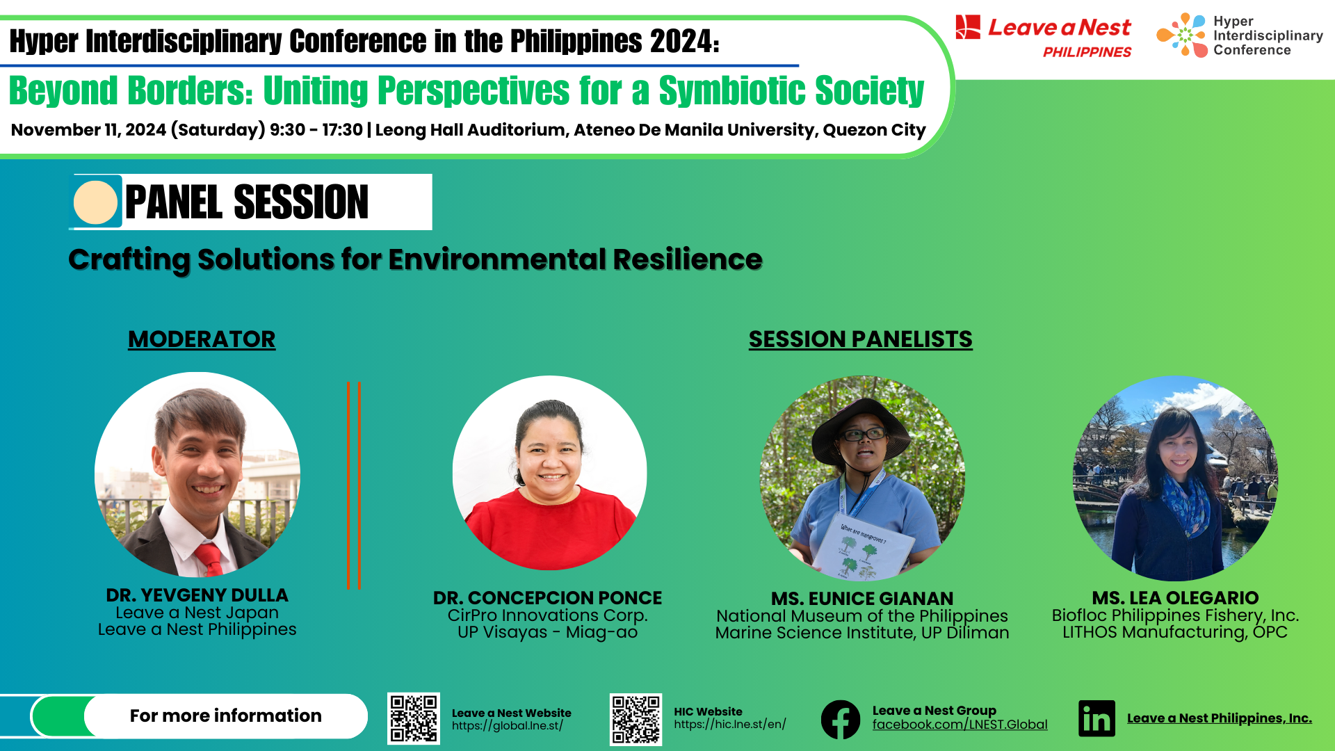 Panel Session 1: Crafting Solutions for Environmental Resilience