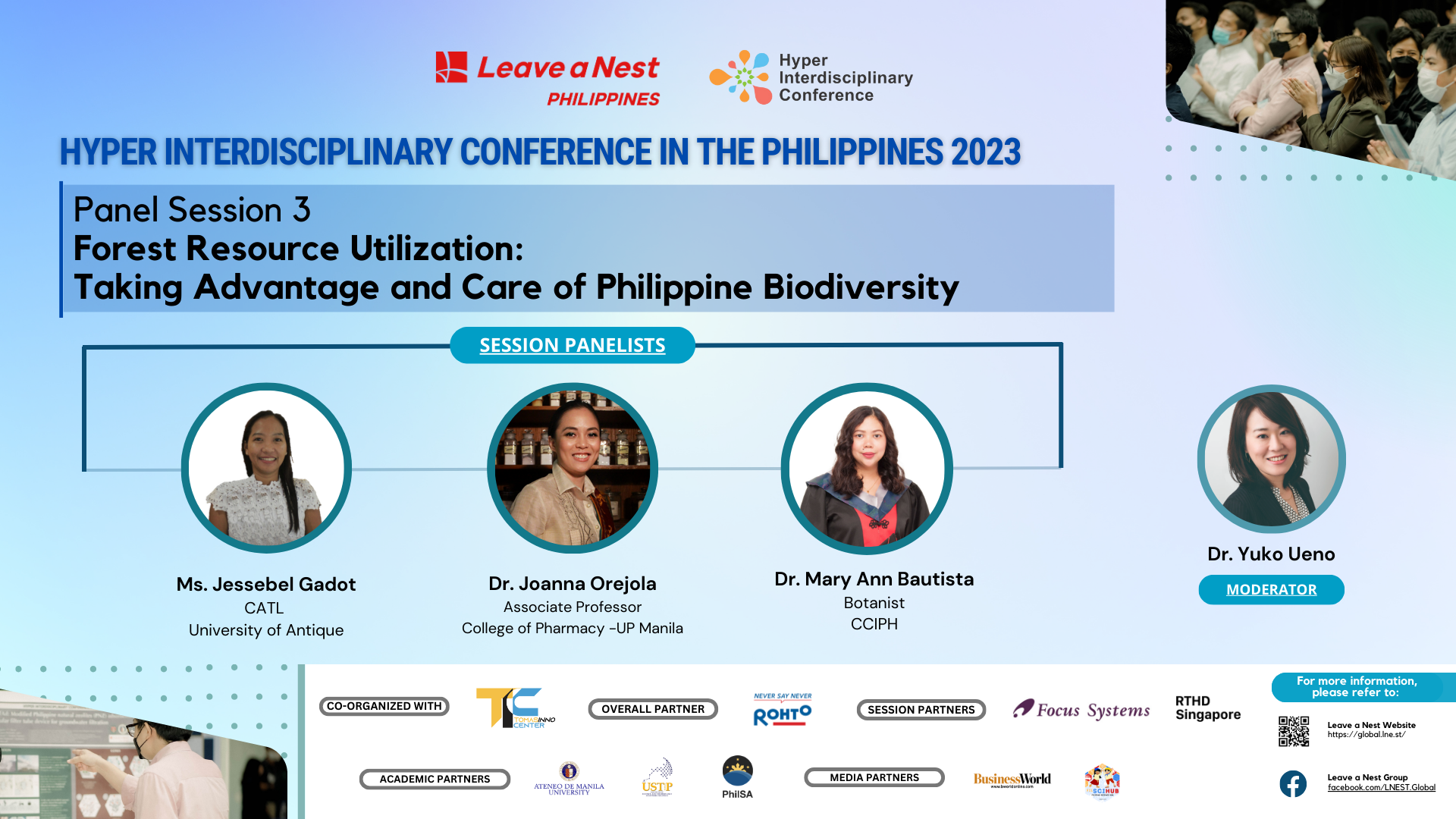 [Speakers Announcement] HIC in the Philippines Panel Session 3 – Forest Resource Utilization: Taking Advantage and Care of Philippine Biodiversity