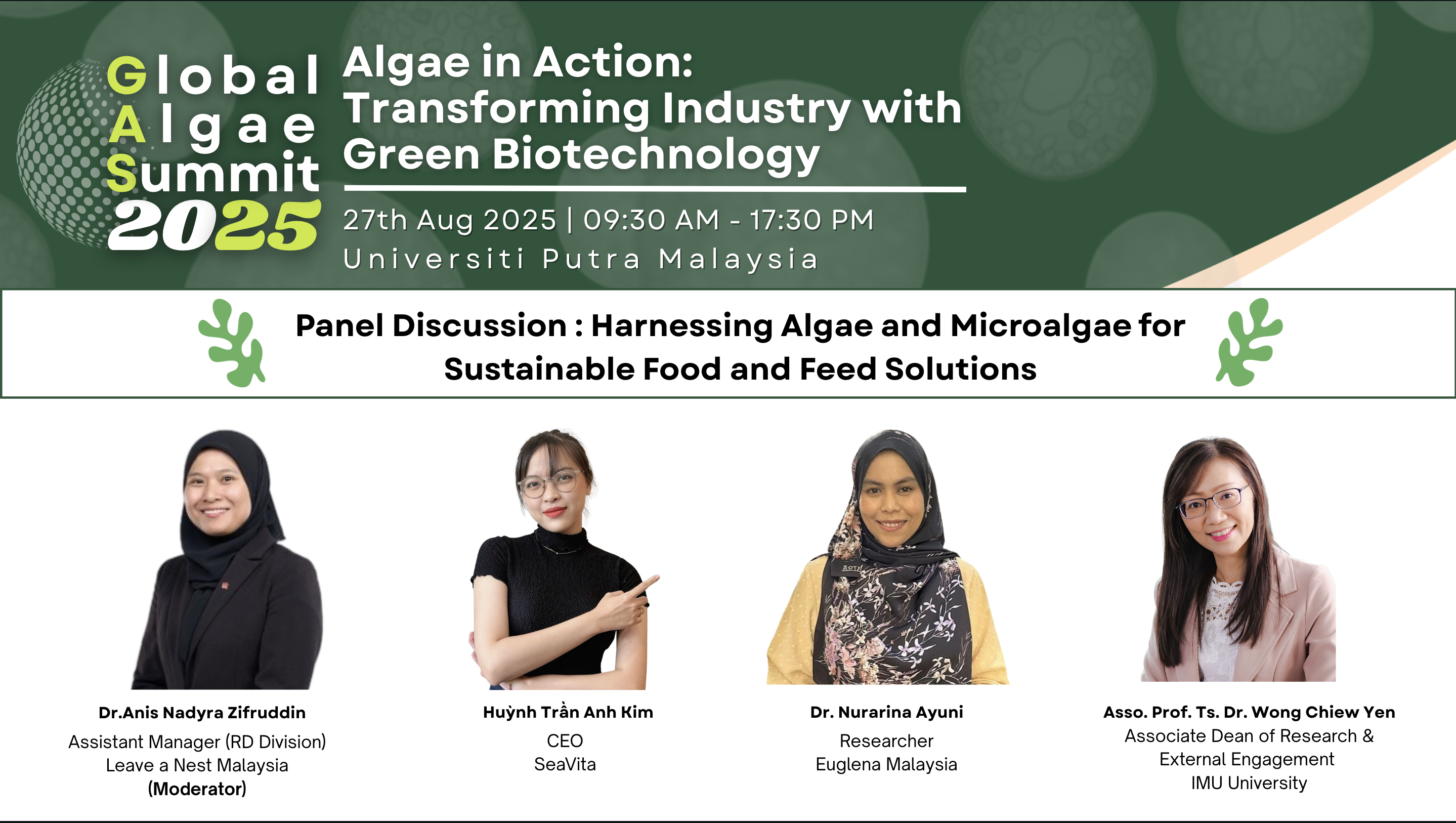 Panel Discussion : Harnessing Algae and Microalgae for Sustainable Food and Food Solutions