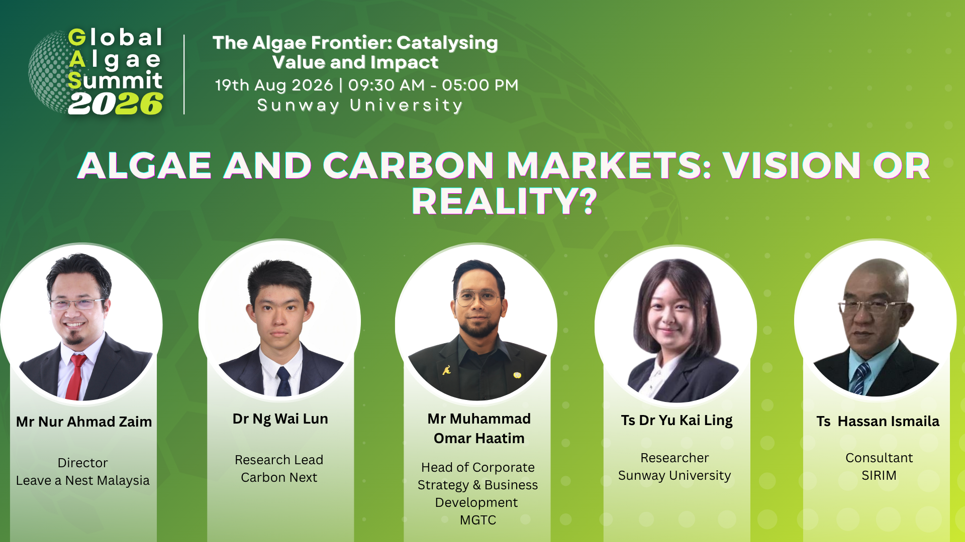 Panel Discussion (2):
Algae and Carbon Markets: Vision or Reality?